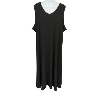 Attitudes by Renée Black Dress 3XP Sleeveless V Neck Maxi Casual